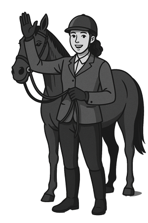 a illustration of horse trainer and a horse